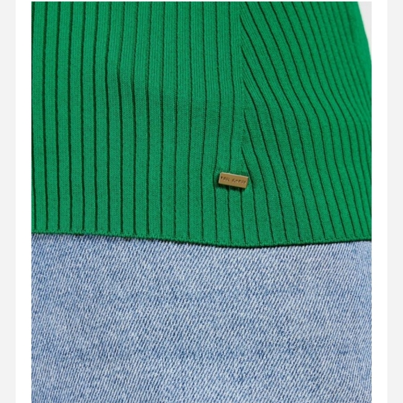 Ted Baker Green Rib Square Neck Top Medium - Picture 8 of 11